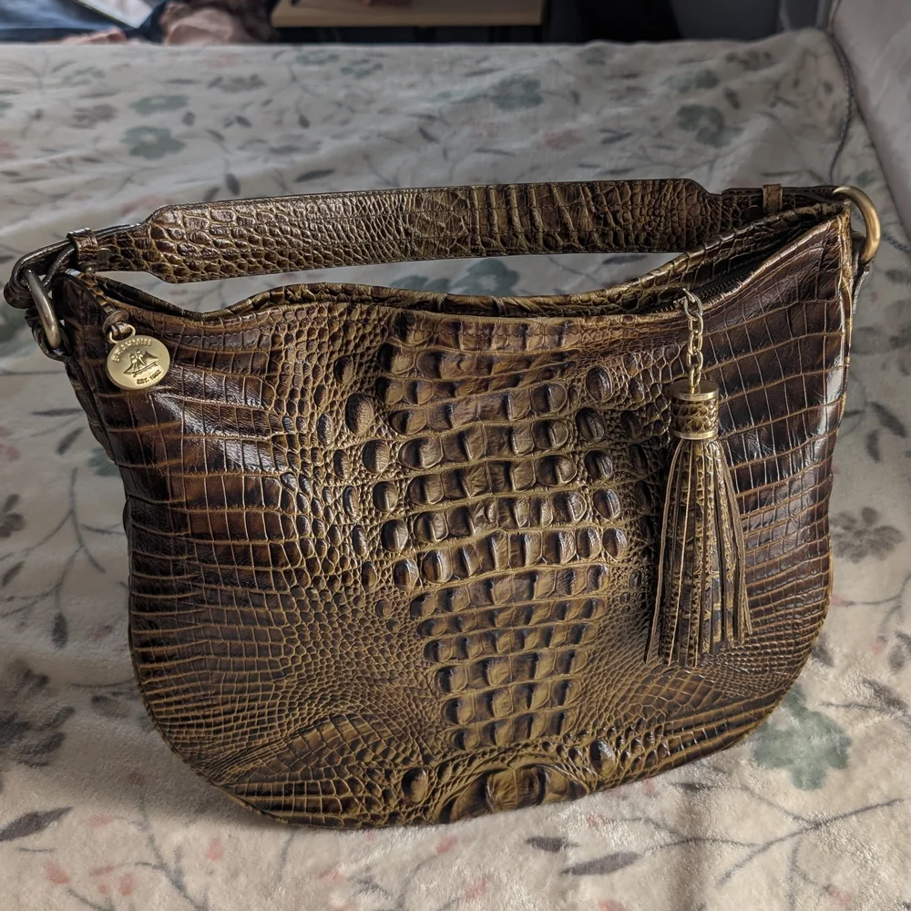 🐊 Brahmin Kathleen Crocodile Embossed Hobo Bag in Toasted or Stout Melbourne